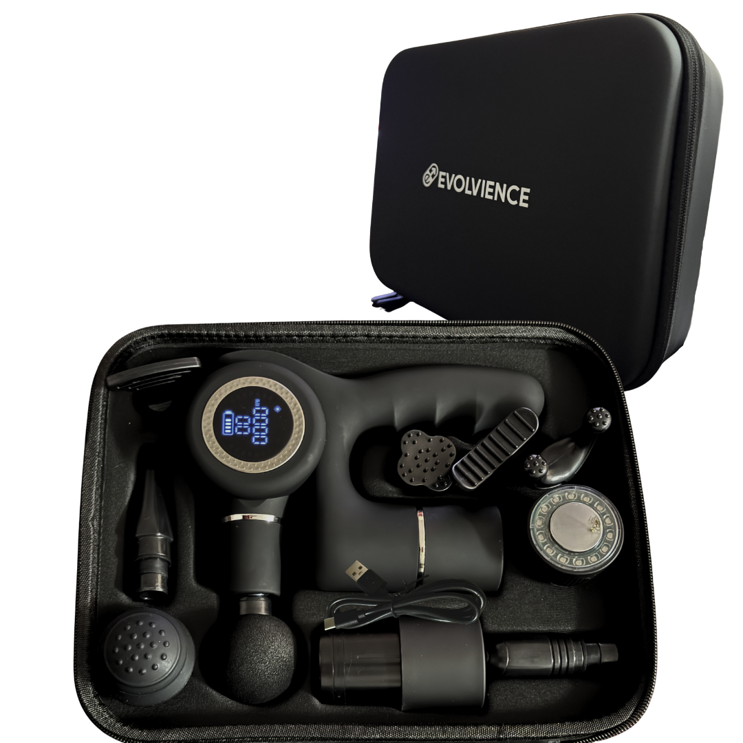Professionel massagepistol EVOLVIENCE PRO – dobbelte batterier